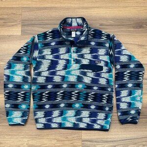 Patagonia Lightweight Synchilla Snap-T Pullover in Blue/Black/Gray - Mens Medium